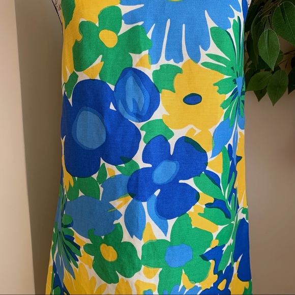 J. Crew Morning Floral Shift Mini Dress Green Yellow Sz 00 - Picture 5 of 16